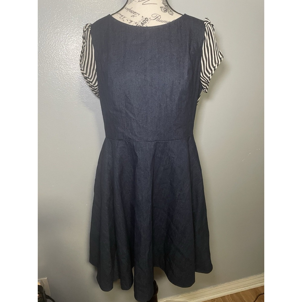 Caitlin Michelle Denim Peekaboo Back Dress With Stripes Size 12